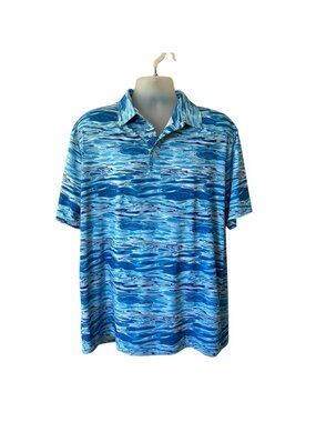 HRESKI Mens Golf Shirt Polo Stretchy Lightweight Blue XLARGE